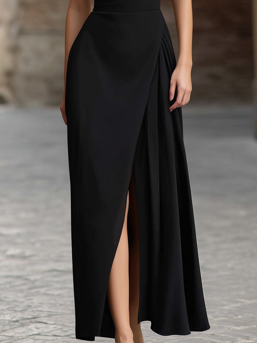 Women’s Halter Neck Maxi Dress – Side Split Design