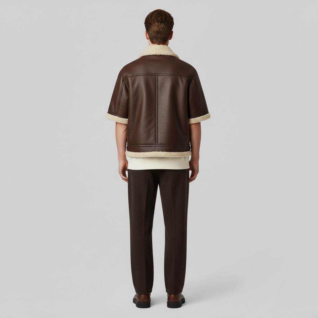 Shearling-Lined Short Sleeve Jacket