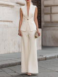 Women’s Pant Set – Sleeveless Top, Wide Leg Pants