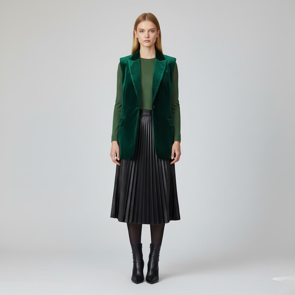 Velvet Sleeveless Blazer Vest