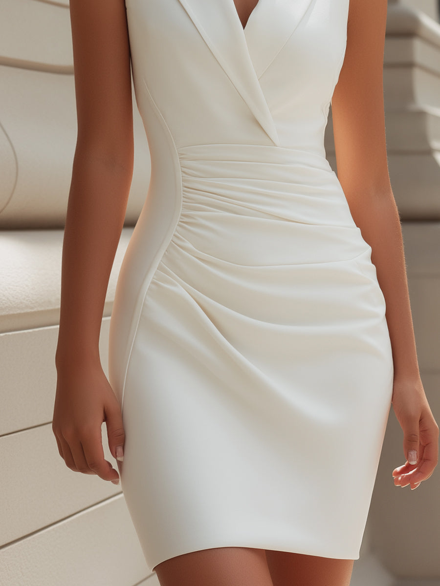 Women’s Sleeveless Mini Dress – Ruched Waist, Tailored Fit