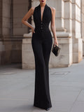 Women’s Jumpsuit – Halter Neck, Wide Leg Fit