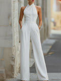 Women’s Halter Jumpsuit – Structured Fit, Wide Leg