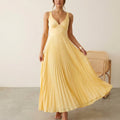 Women’s Pleated Maxi Dress – Twist-Front Bodice, Sleeveless