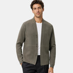 Men's Cardigan with Open Front and Contrast Stitching
