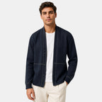 Men's Cardigan with Open Front and Contrast Stitching