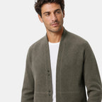 Men's Cardigan with Open Front and Contrast Stitching