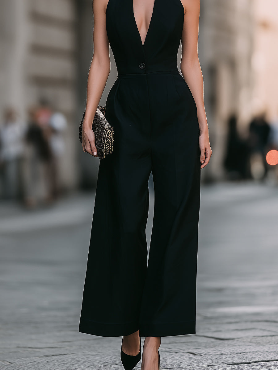 Women’s Halter Jumpsuit – Wide Leg Design