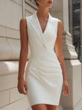 Women’s Sleeveless Mini Dress – Ruched Waist, Tailored Fit