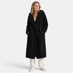 Women's Coat with Longline Fit and Double Breasted Buttons