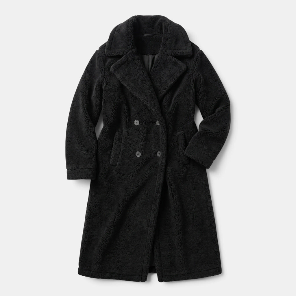 Women's Coat with Longline Fit and Double Breasted Buttons