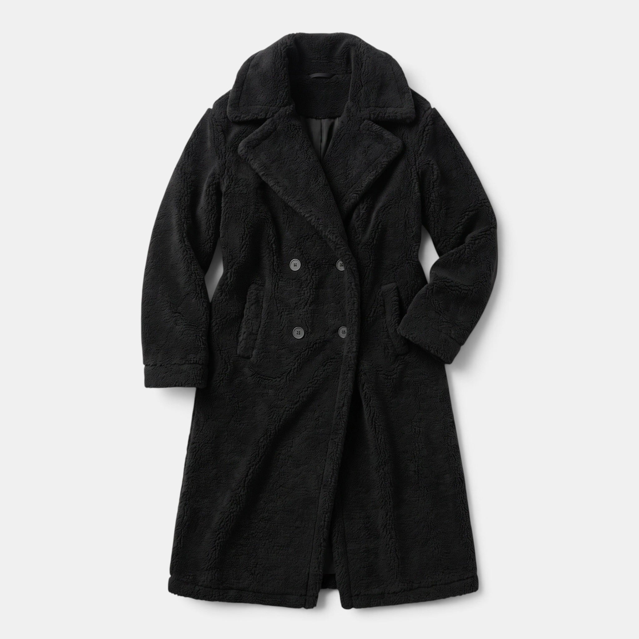 Women's Coat with Longline Fit and Double Breasted Buttons