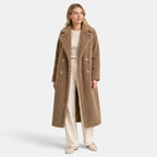 Women's Coat with Longline Fit and Double Breasted Buttons