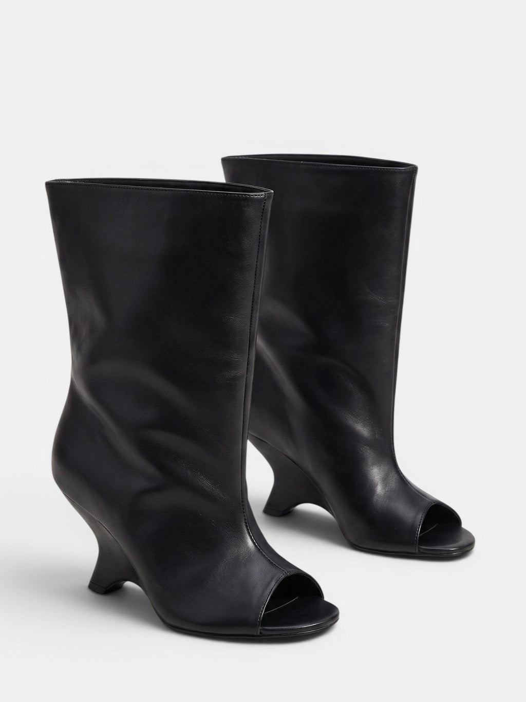 Women's Knee High Boots with Peep Toe and Sculpted Heel
