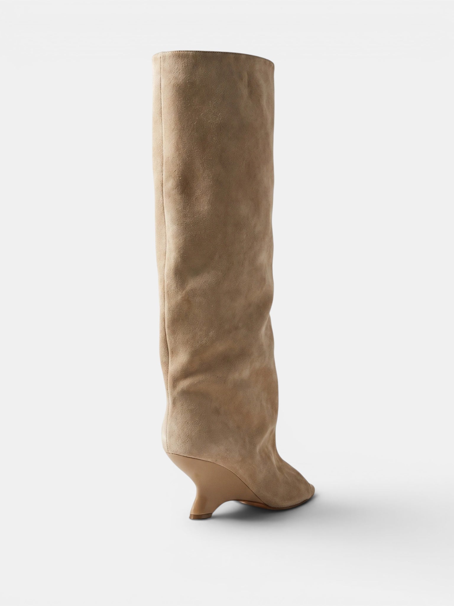 Women's Knee High Boots with Peep Toe and Sculpted Heel