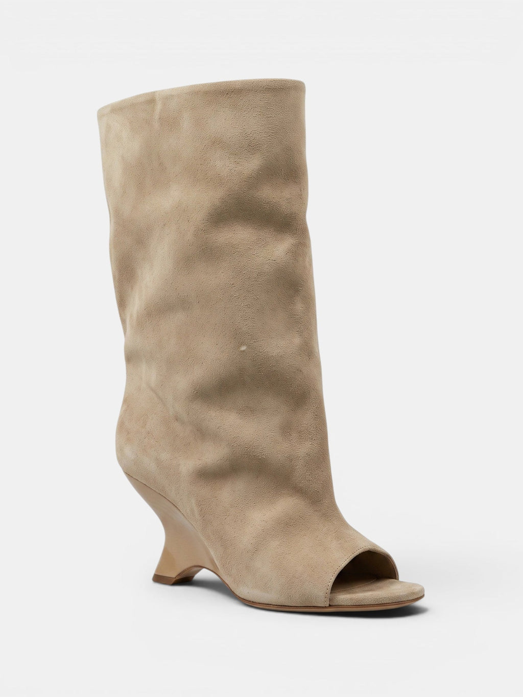 Women's Knee High Boots with Peep Toe and Sculpted Heel
