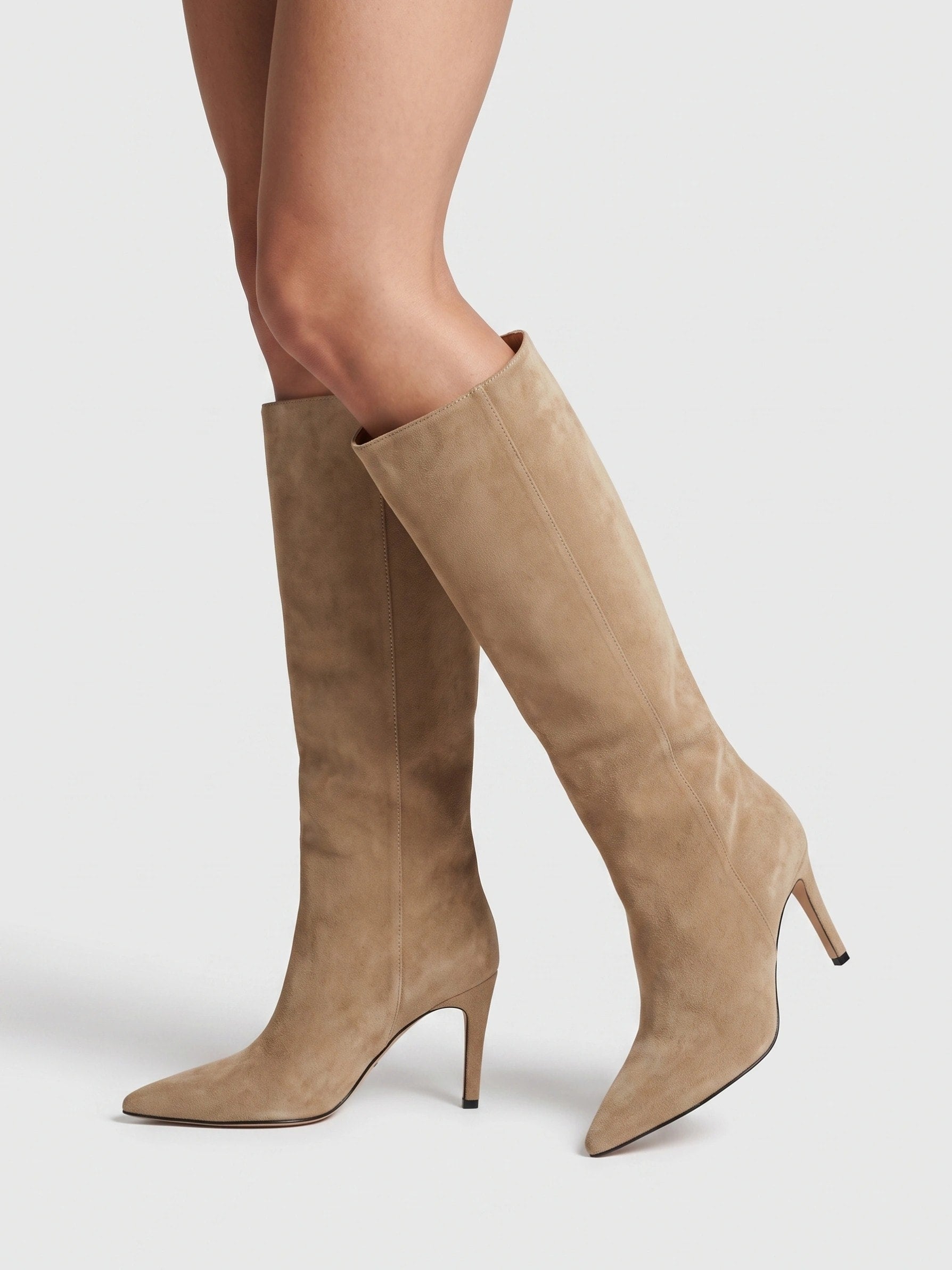 Women's Knee High Boots with Pointed Toe and Stiletto Heel