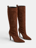 Women's Knee High Boots with Pointed Toe and Stiletto Heel