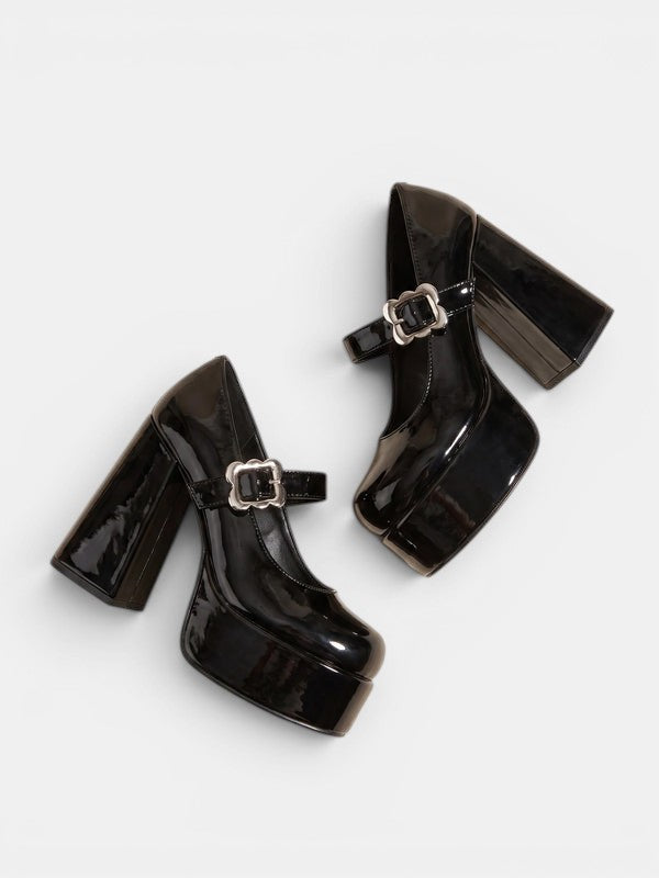 Women's Round Toe Platform Mary Jane Heels