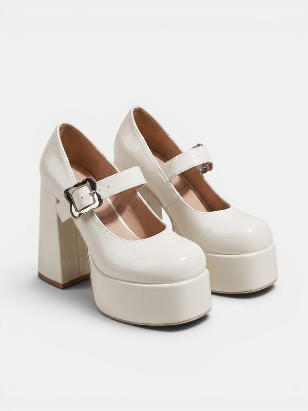 Women's Round Toe Platform Mary Jane Heels