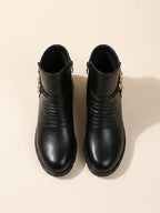 Women's Wedge Ankle Boots with Ruched Detail and Jewel Chain Embellishment