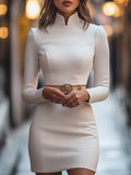 Women’s Mini Dress – Long Sleeves, Belted Waist