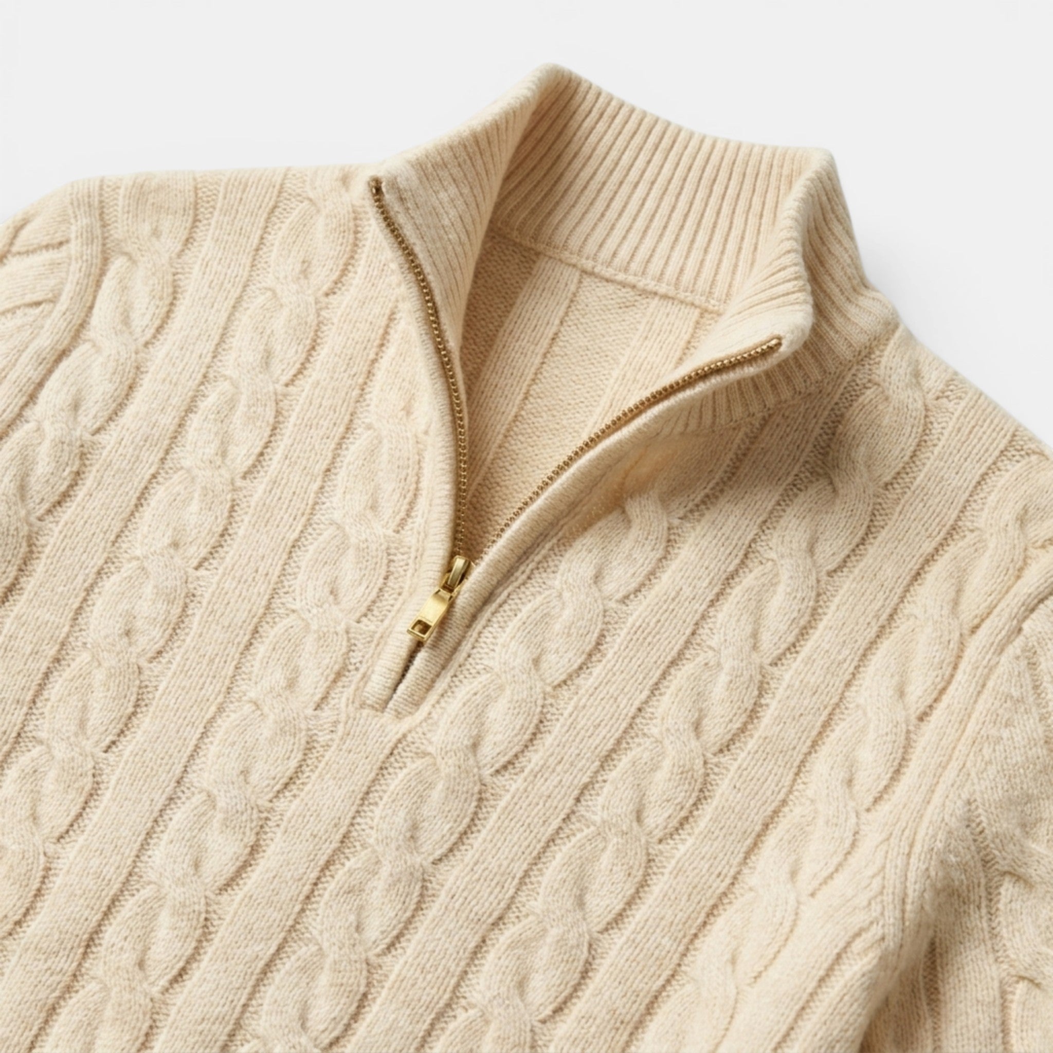 Men’s Cable Knit Quarter Zip Sweater Cotton Blend Pullover SnugBubs Australia