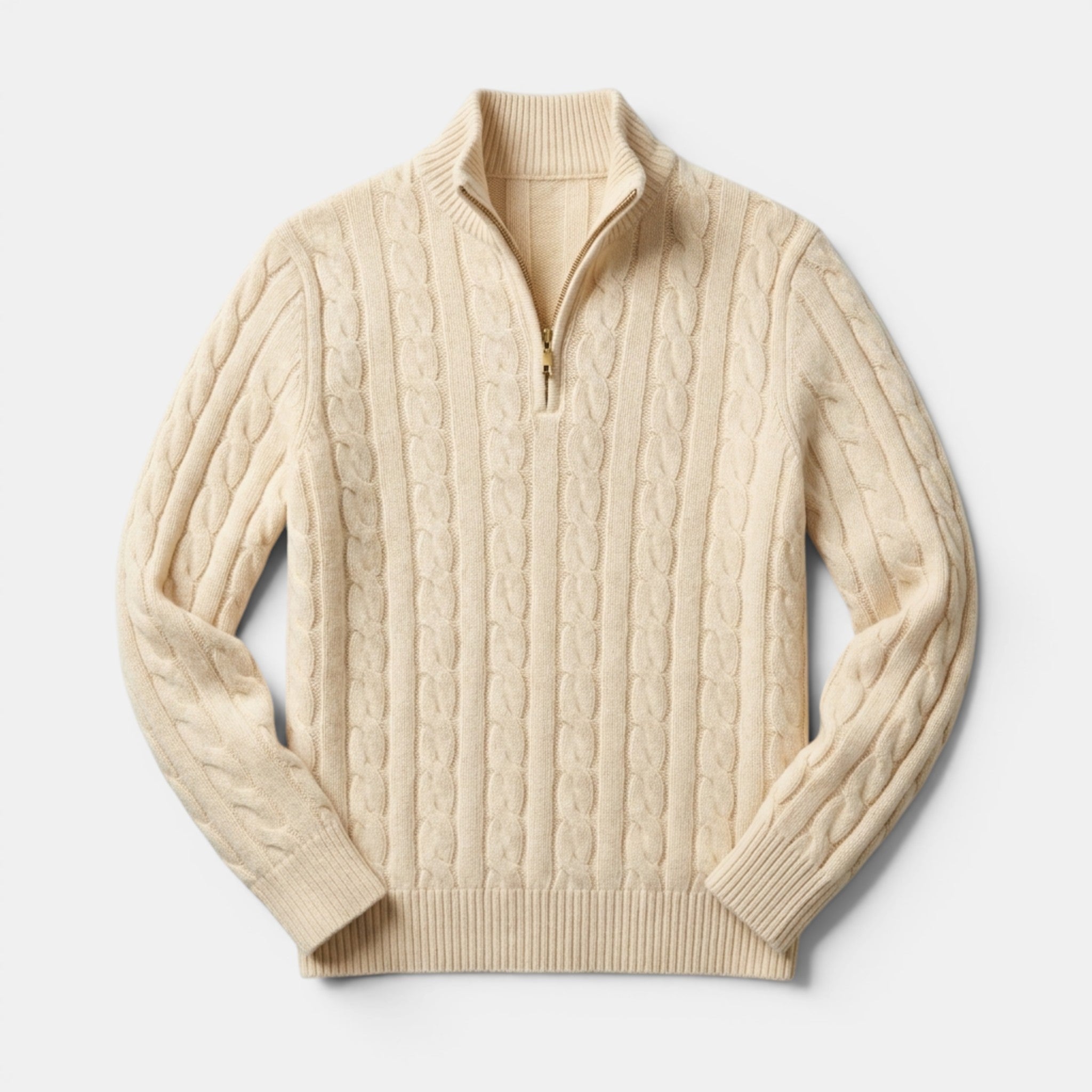 Men’s Cable Knit Quarter Zip Sweater Cotton Blend Pullover SnugBubs Australia