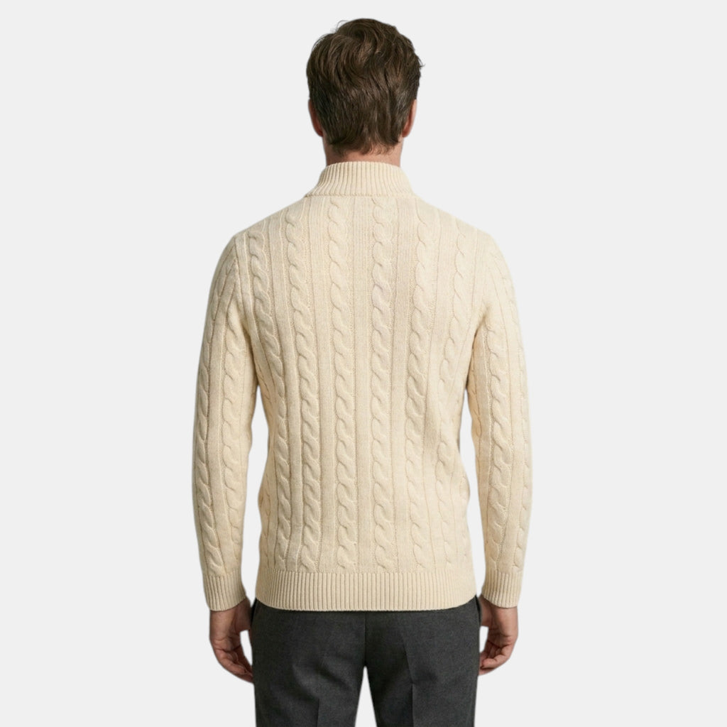 Men’s Cable Knit Quarter Zip Sweater Cotton Blend Pullover SnugBubs Australia