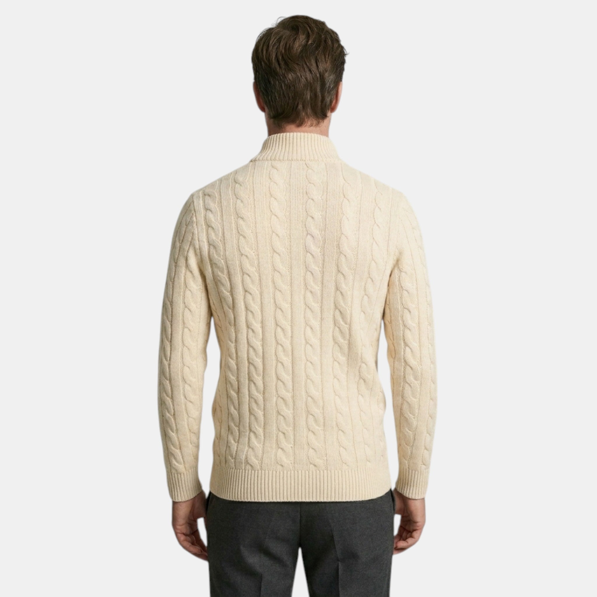 Men’s Cable Knit Quarter Zip Sweater Cotton Blend Pullover SnugBubs Australia