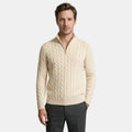 Men’s Cable Knit Quarter Zip Sweater Cotton Blend Pullover SnugBubs Australia