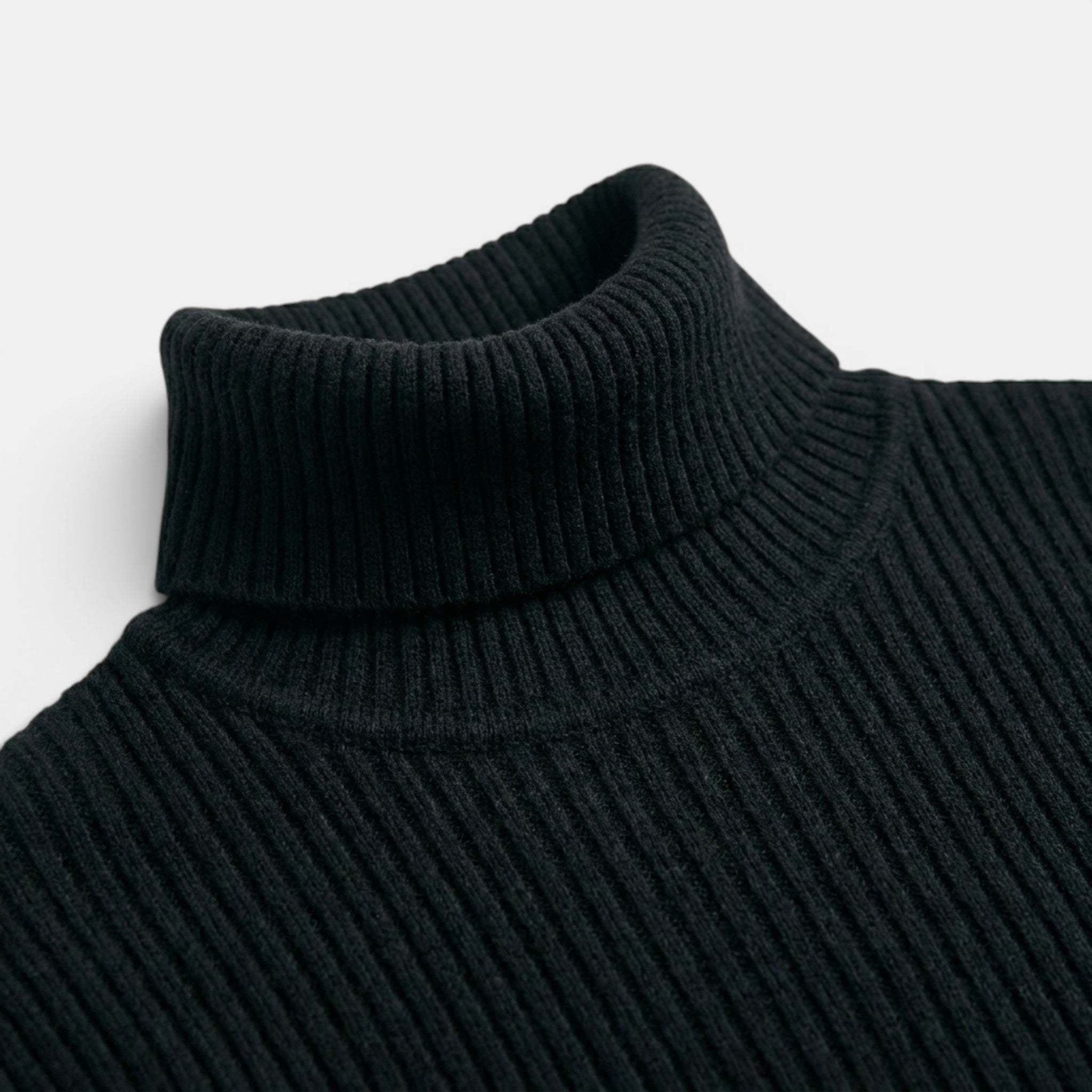 Men’s Cable Knit Turtleneck Sweater Black Slim Fit Pullover SnugBubs Australia