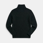 Men’s Cable Knit Turtleneck Sweater Black Slim Fit Pullover SnugBubs Australia
