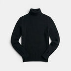Men’s Cable Knit Turtleneck Sweater Black Slim Fit Pullover SnugBubs Australia
