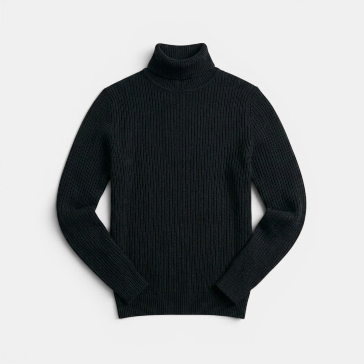 Men’s Cable Knit Turtleneck Sweater Black Slim Fit Pullover SnugBubs Australia