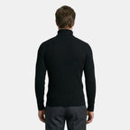 Men’s Cable Knit Turtleneck Sweater Black Slim Fit Pullover SnugBubs Australia