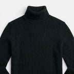 Men’s Cable Knit Turtleneck Sweater Black Slim Fit Pullover SnugBubs Australia