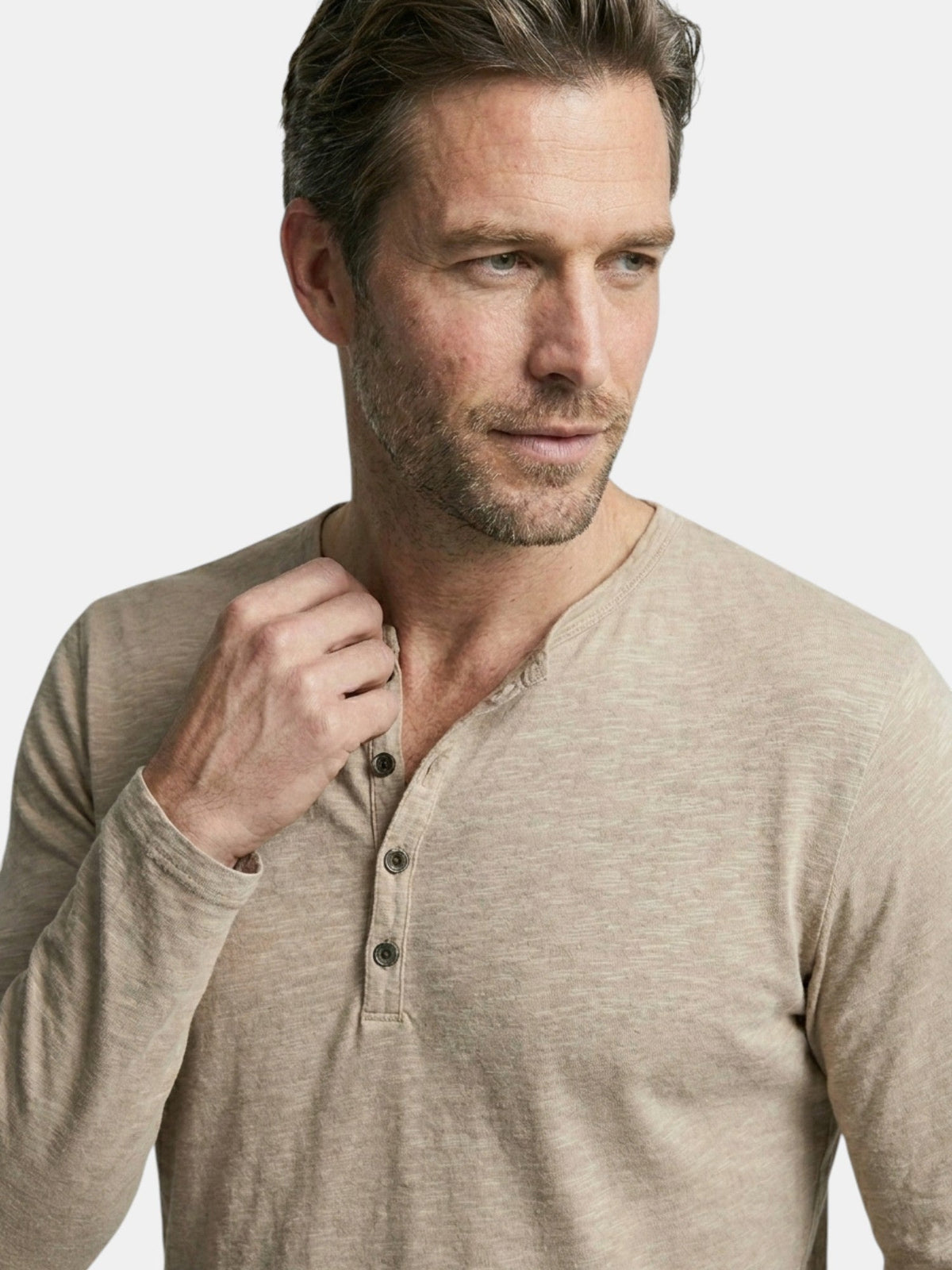 Men’s Cotton Henley Shirt Slim Fit Long Sleeve SnugBubs Australia