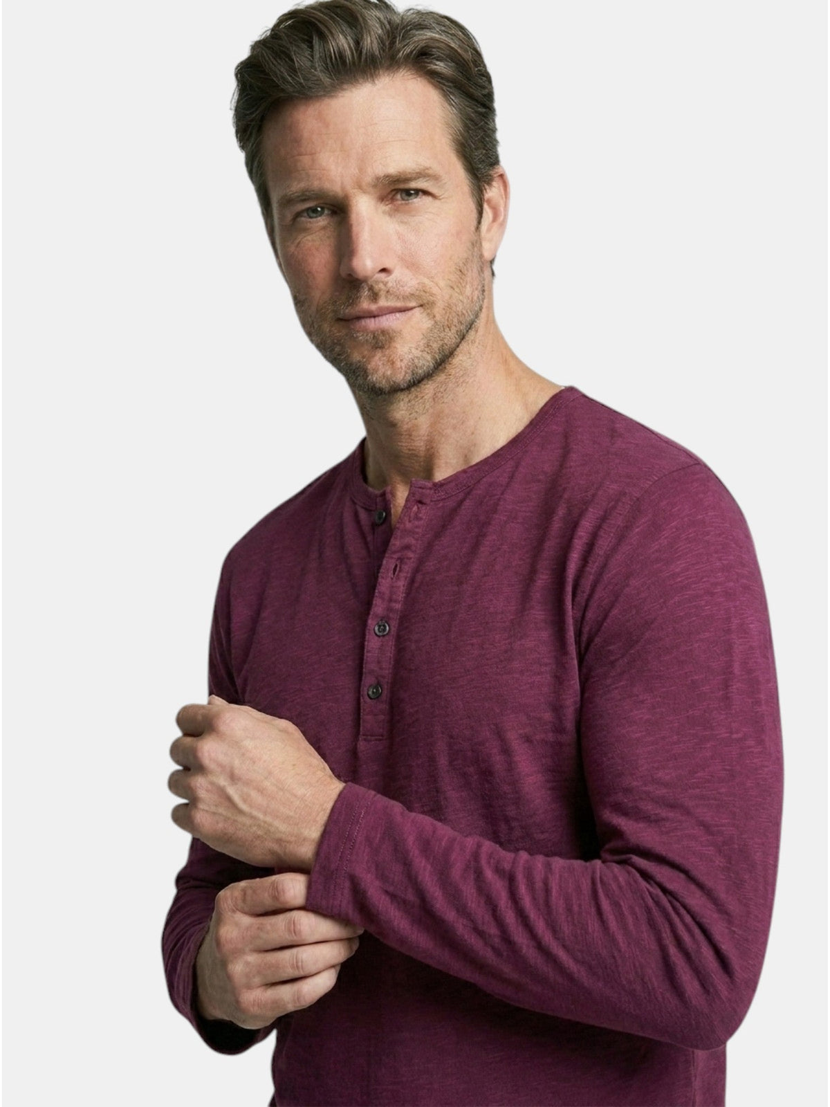 Men’s Cotton Henley Shirt Slim Fit Long Sleeve SnugBubs Australia