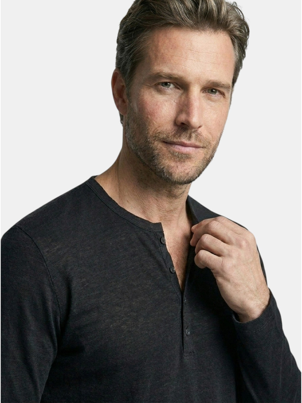Men’s Cotton Henley Shirt Slim Fit Long Sleeve SnugBubs Australia
