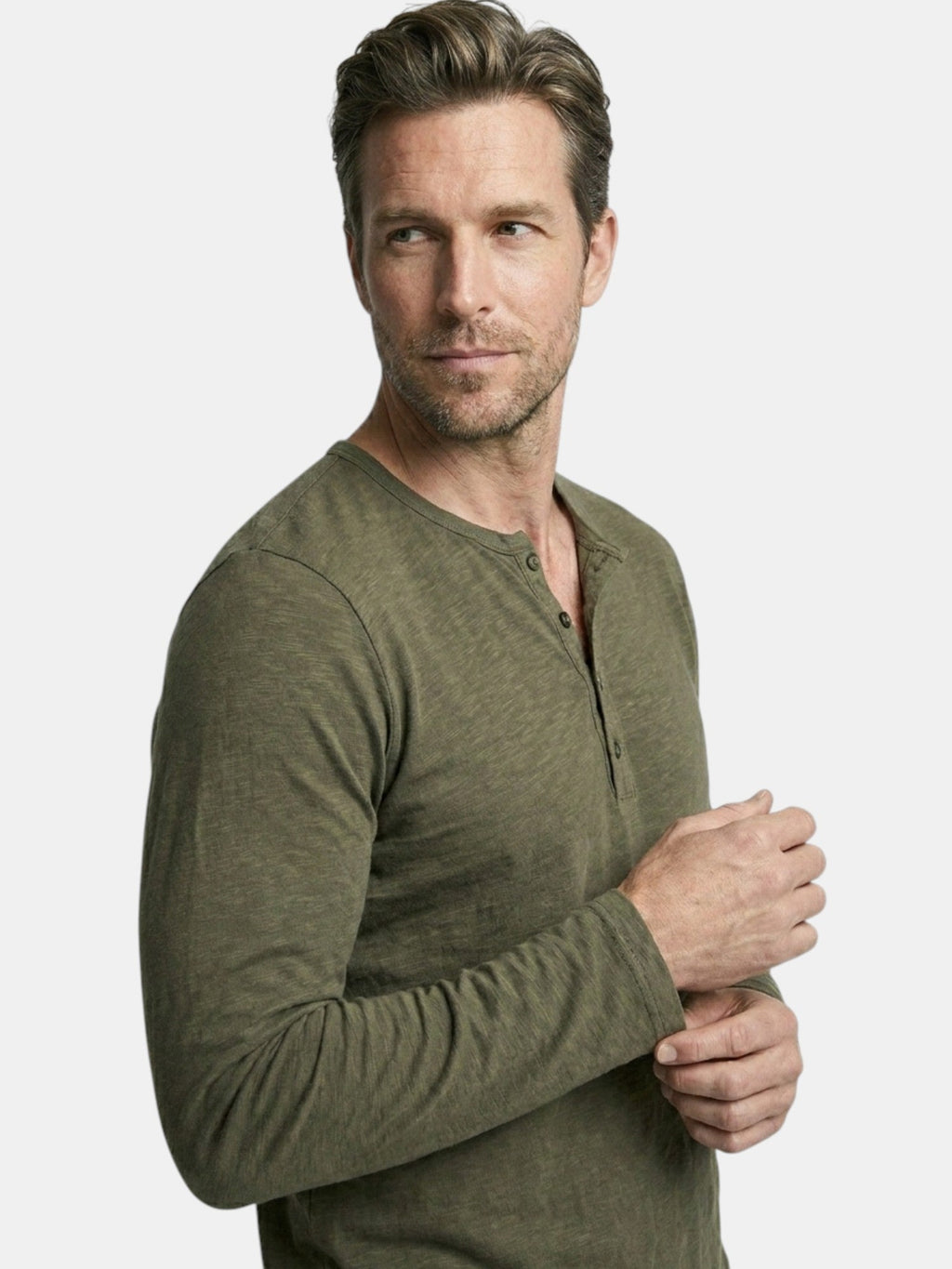 Men’s Cotton Henley Shirt Slim Fit Long Sleeve SnugBubs Australia