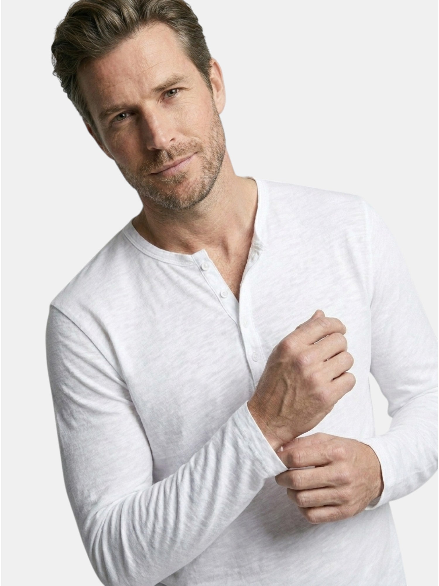 Men’s Cotton Henley Shirt Slim Fit Long Sleeve SnugBubs Australia