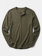 Men’s Cotton Henley Shirt Slim Fit Long Sleeve SnugBubs Australia