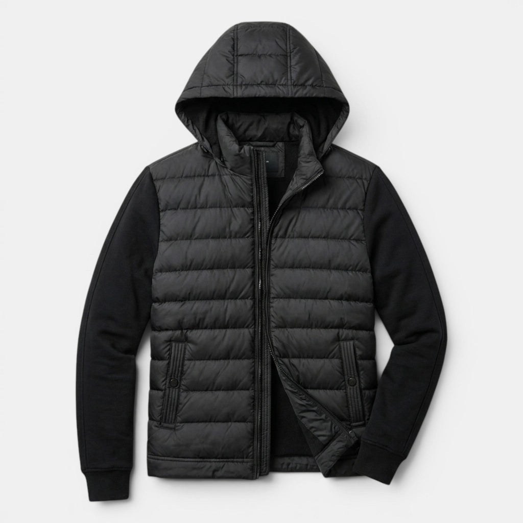 Men’s Hybrid Puffer Jacket Lightweight Hooded Winter Coat SnugBubs Australia
