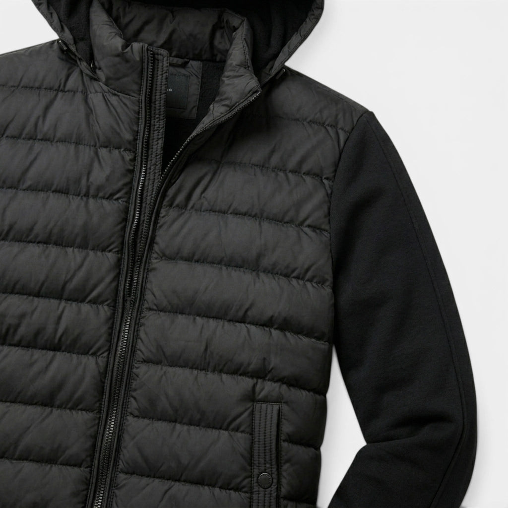 Men’s Hybrid Puffer Jacket Lightweight Hooded Winter Coat SnugBubs Australia