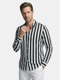 Men’s Linen Blend Striped Shirt Relaxed Summer Fit SnugBubs Australia
