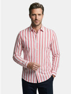 Men’s Linen Blend Striped Shirt Relaxed Summer Fit SnugBubs Australia