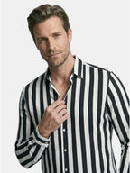 Men’s Linen Blend Striped Shirt Relaxed Summer Fit SnugBubs Australia