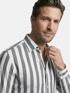 Men’s Linen Blend Striped Shirt Relaxed Summer Fit SnugBubs Australia