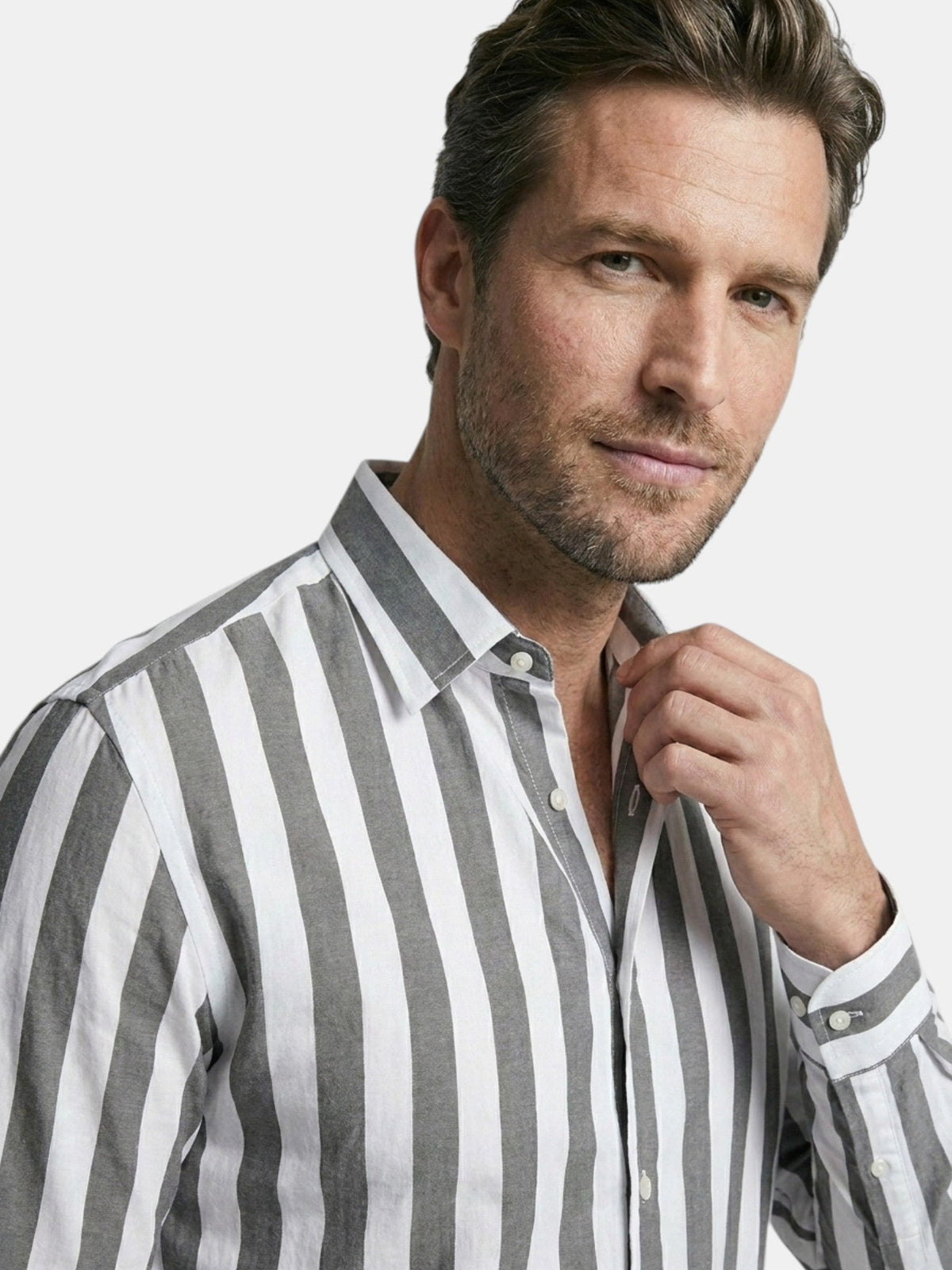 Men’s Linen Blend Striped Shirt Relaxed Summer Fit SnugBubs Australia